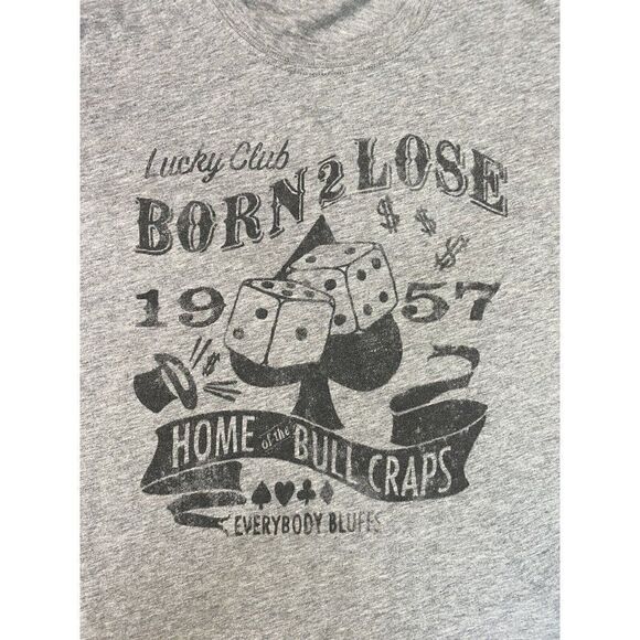 Lucky Brand Born 2 Lose Dice Graphic T-shirt Men Classic Fit Small Gray - Picture 2 of 5